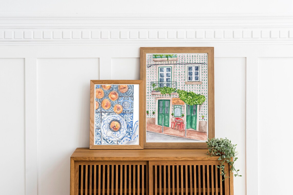 Lisbon Portugal Green Door, Traditional Tile Art Poster - Image 2
