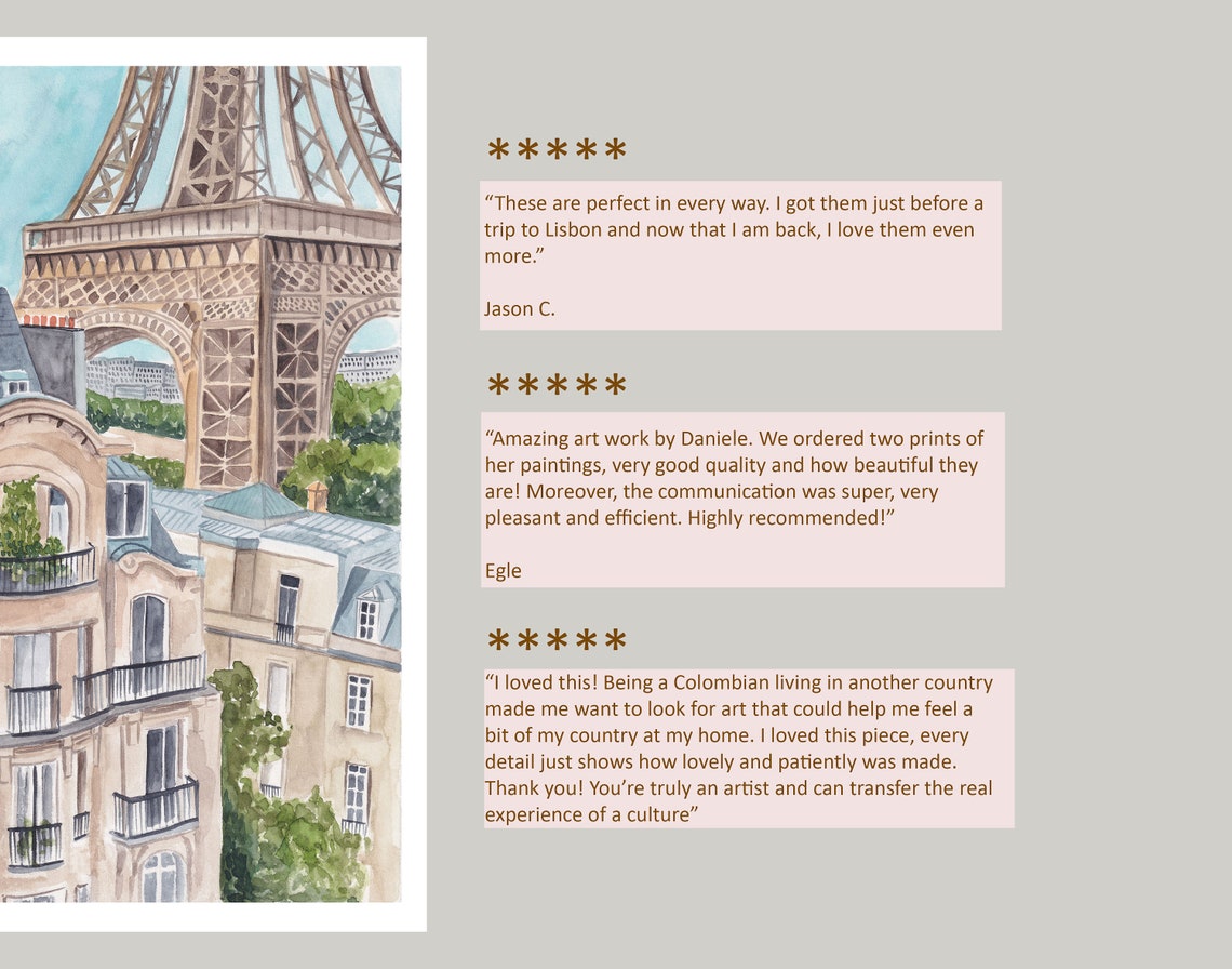 Paris Haussmann Rooftops With Eiffel Tower Watercolor City View Poster - Image 2