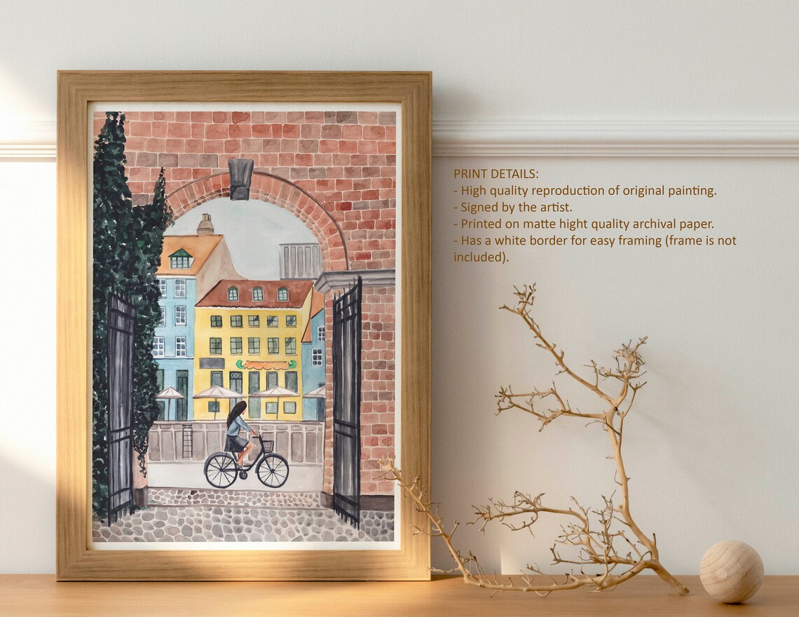 Copenhagen Denmark Travel Poster, Scandinavian Cityscape - Image 4