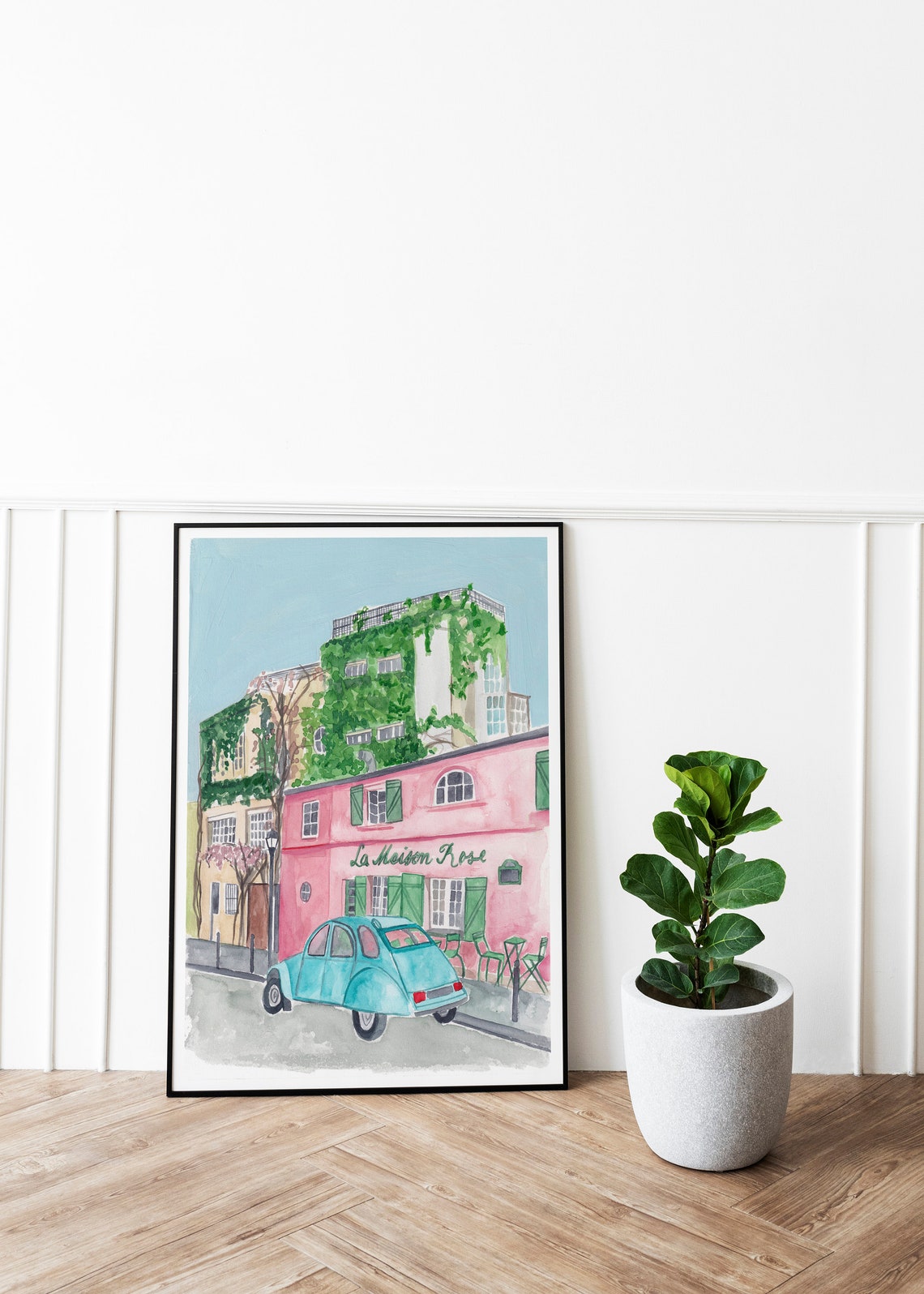 La Maison Rose Montmartre Print Paris Wall Decor Parisian Art Print Pink House Painting French Street Scene Paris Cityscape - Image 3