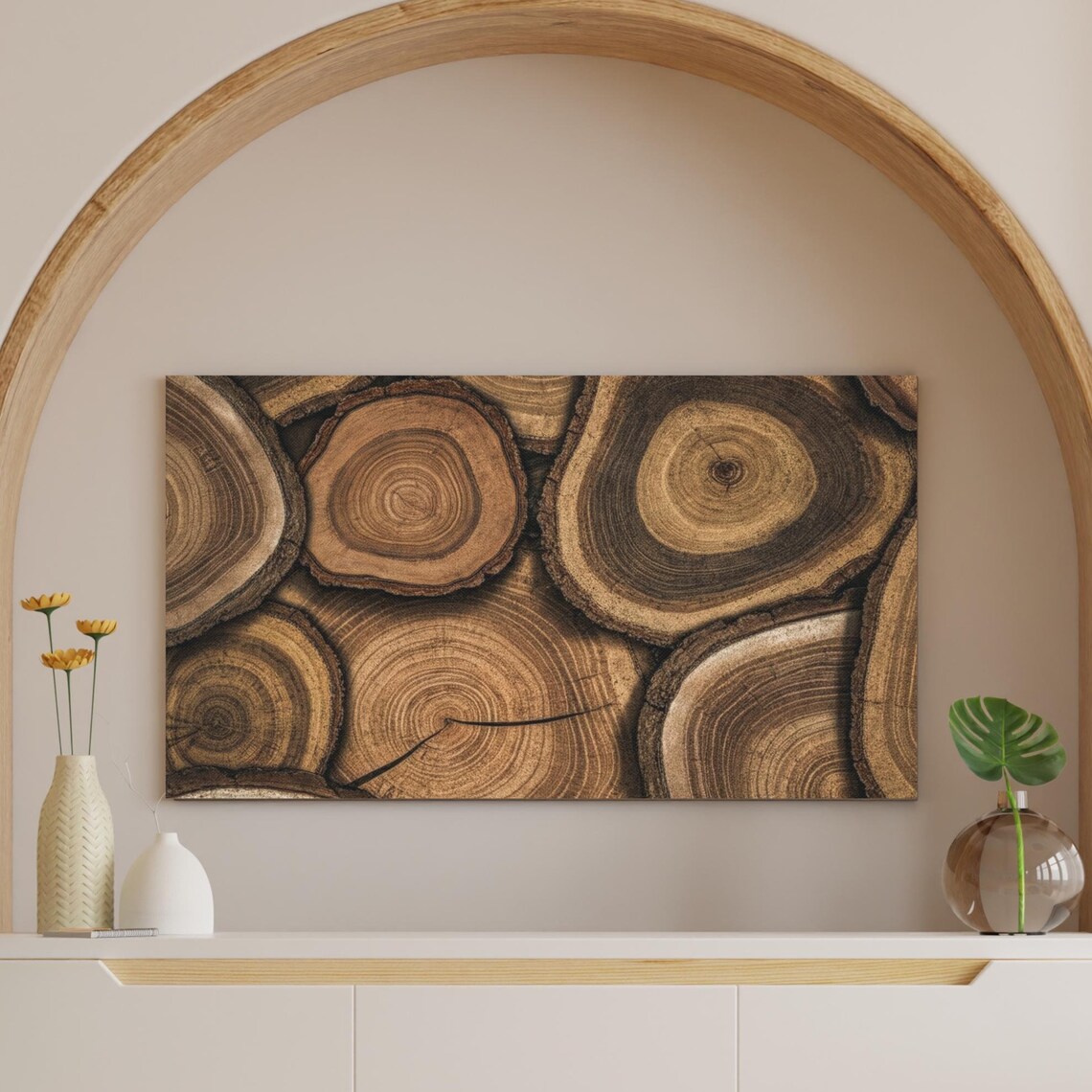 Tree Trunk Cross Section Growth Rings Warm Brown Rustic Wood Poster - Image 5