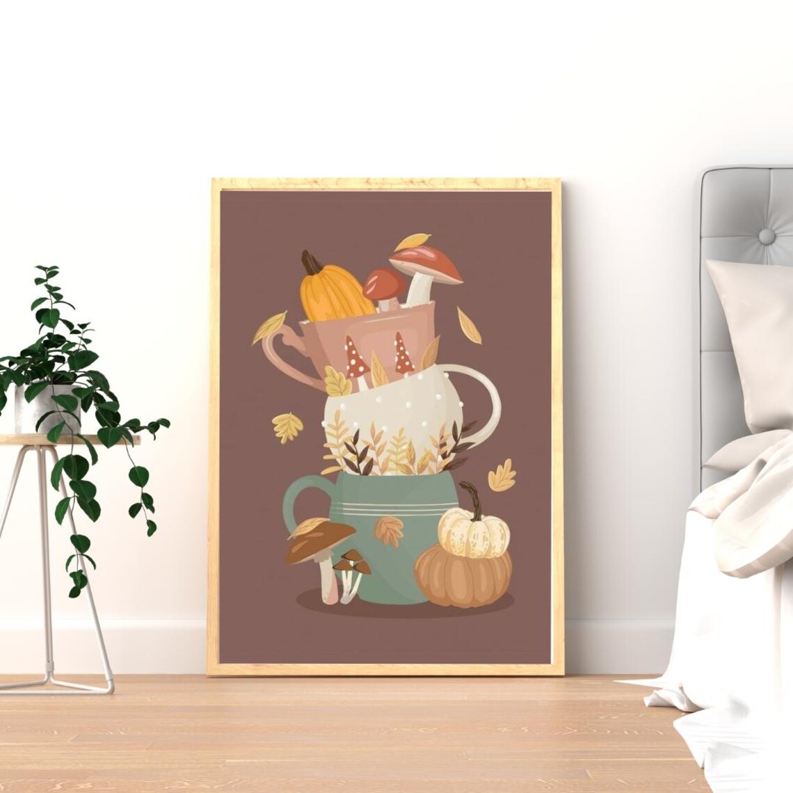 Autumn Pumpkin And Mushroom Cozy Fall Art Print