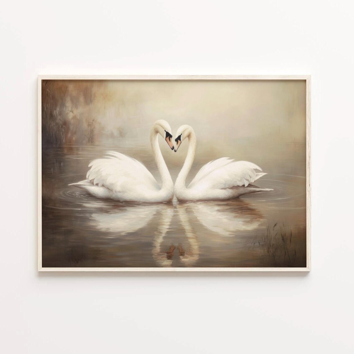Lovely Swan Painting, Vintage Farmhouse Wall Art - Image 4