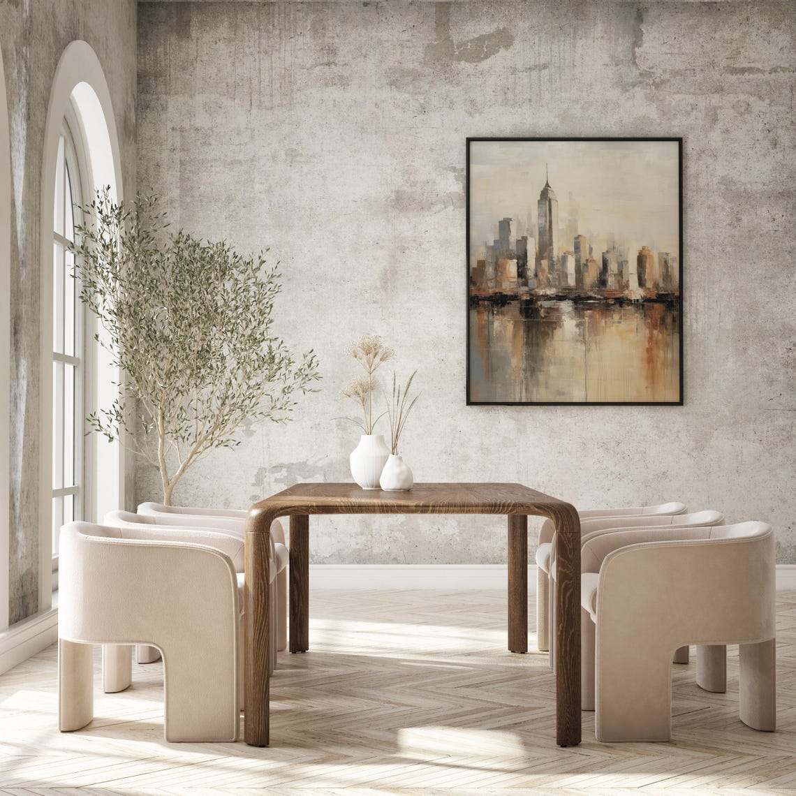 New York Skyline Empire State Abstract Muted Cityscape Poster - Image 2