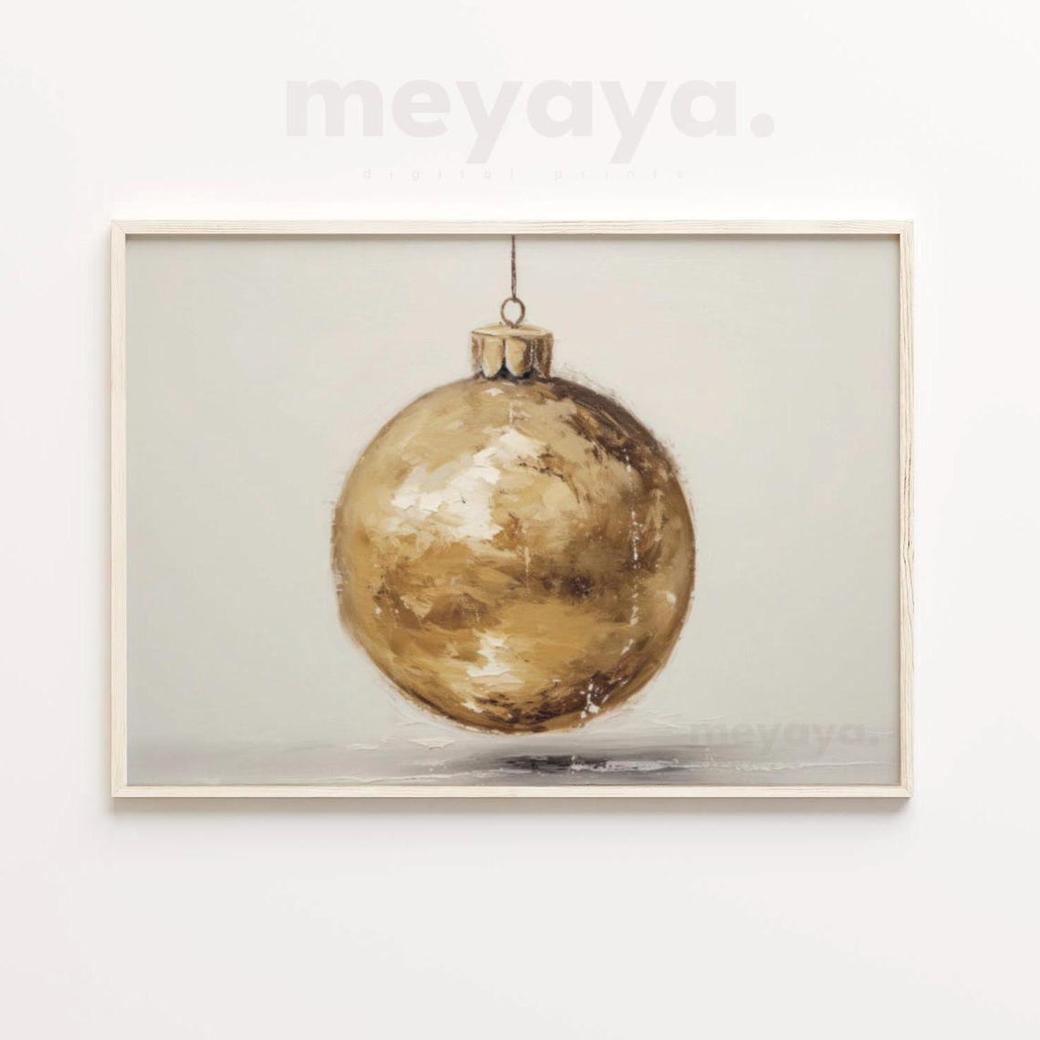 Golden Christmas Ornament Bauble Minimalist Neutral Holiday Art Poster - Image 6