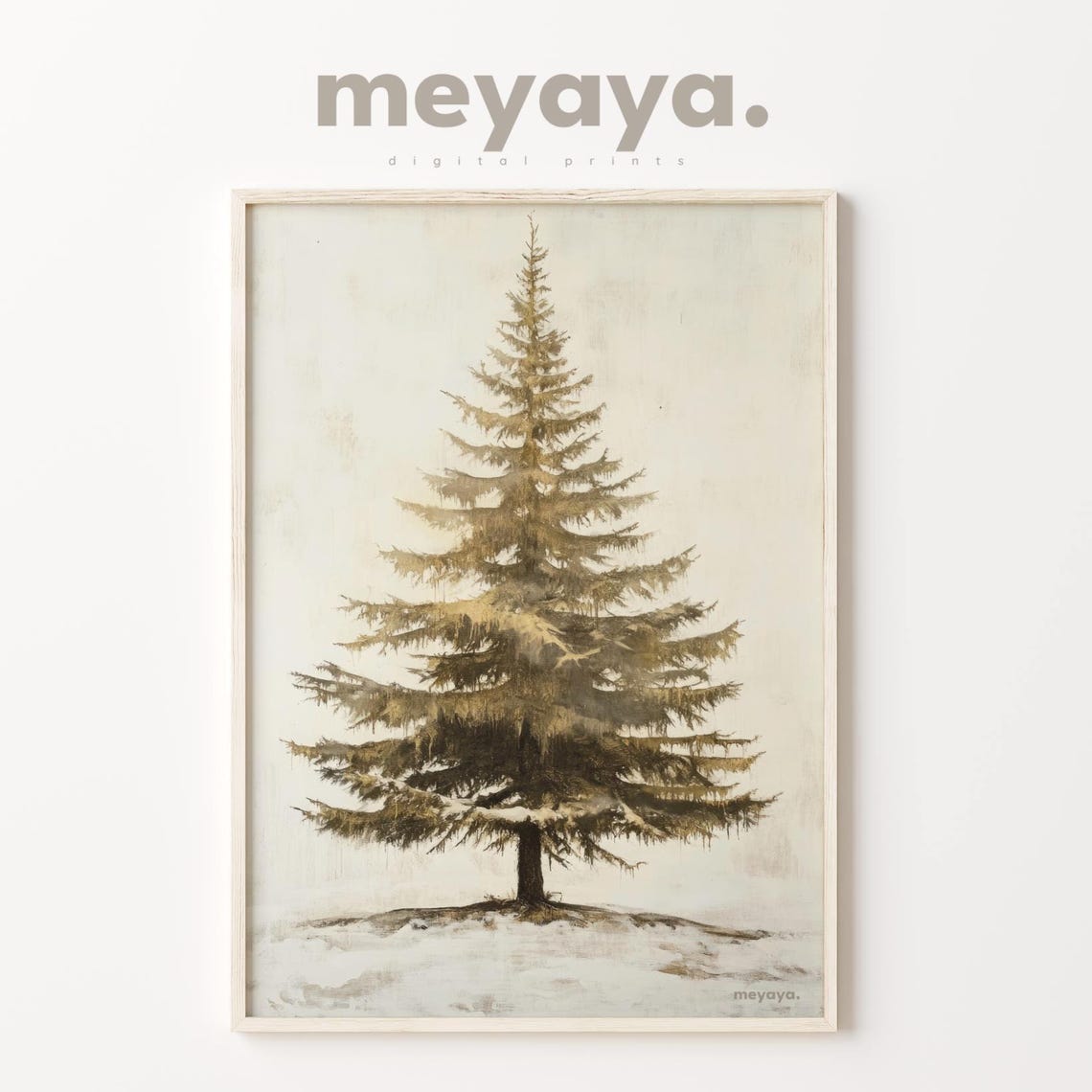 Evergreen Pine Tree Snow Minimalist Neutral Winter Art Poster - Image 5
