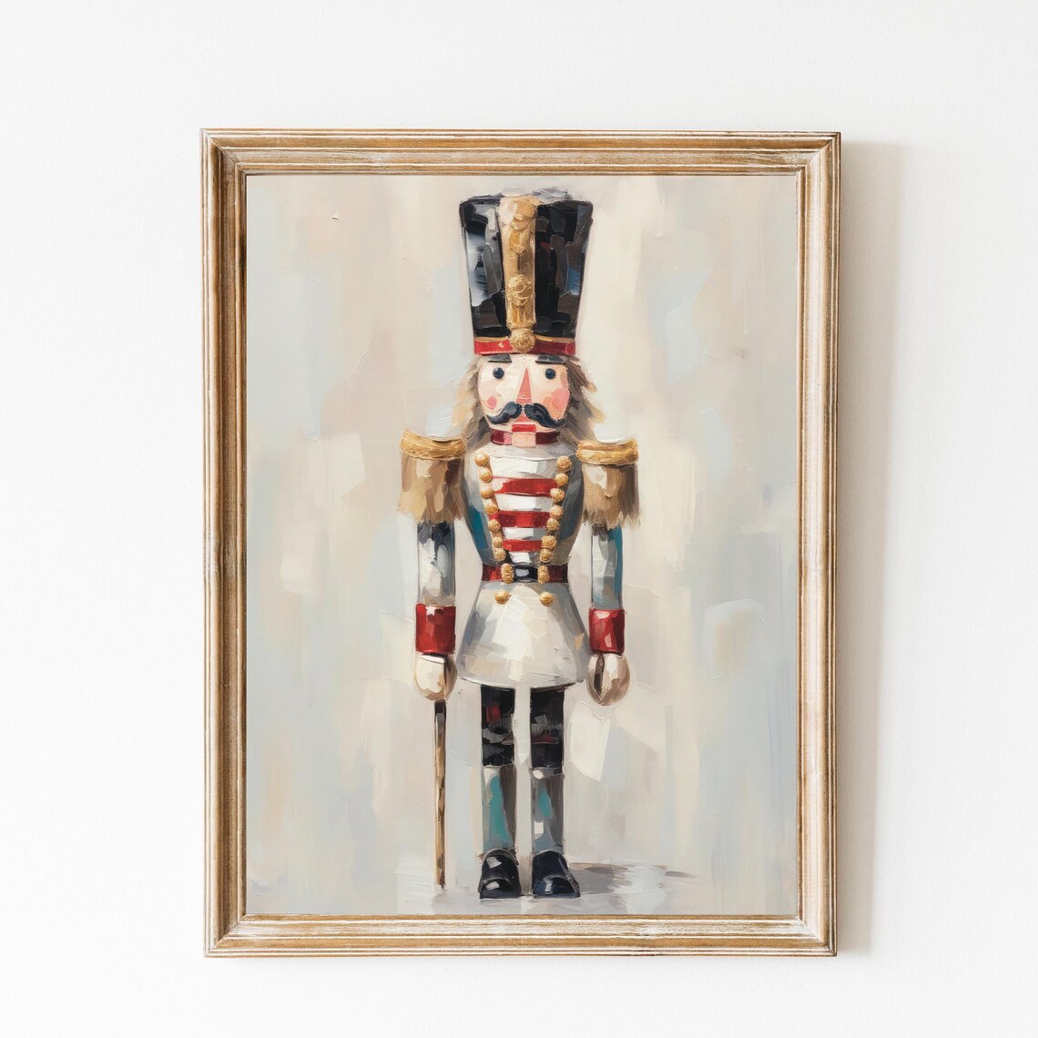 Christmas Nutcracker Soldier Vintage Oil Painting Art Print