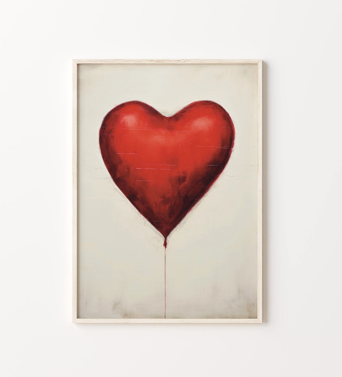 Red Heart Shaped Balloon Painting On Cream Background Love Poster - Image 5