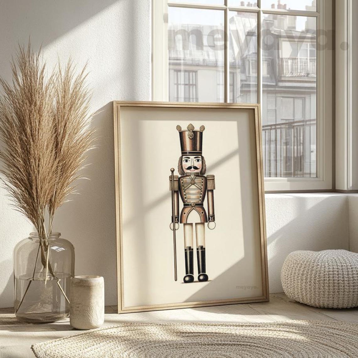 Bronze Antique Nutcracker Soldier Sepia Tone Vintage Christmas Poster - Image 6