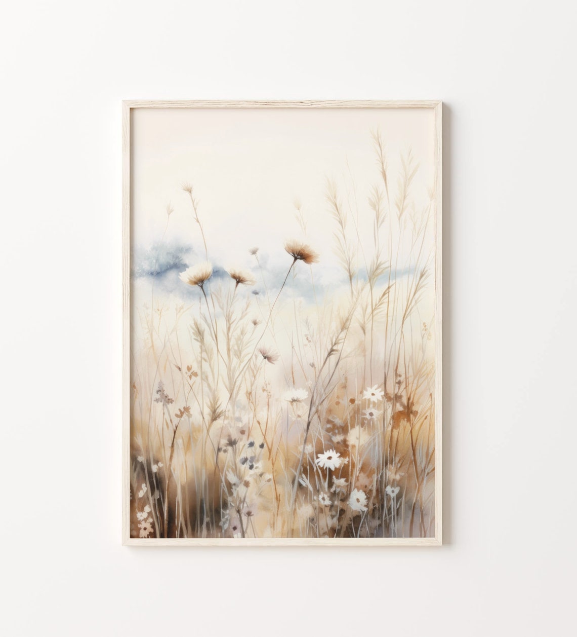 Spring Wildflower Meadow Daisies Tall Grass Soft Neutral Poster - Image 5