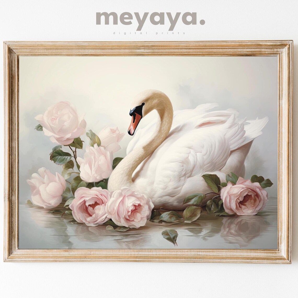 White Swan Romantic Valentine's Day Art Print