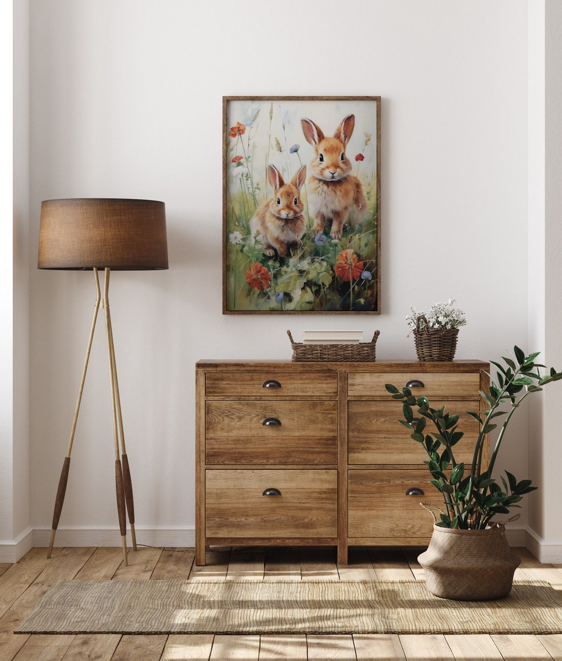 Wildflowers Easter Bunnies Print Vintage Easter Wall Art Spring Rabbit Print Farmhouse Decor Cute Bunnies Nursery Art - Image 5