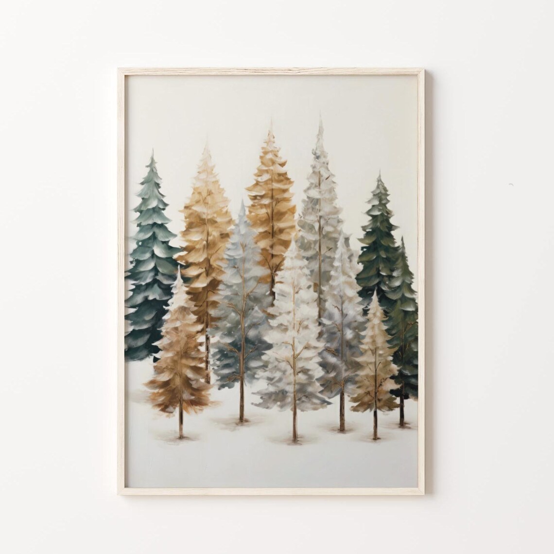 Rustic Winter Tree Art Print, Neutral Christmas Decor - Image 4