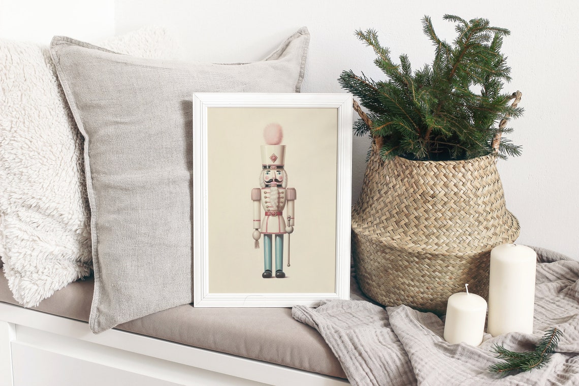Cute Pastel Pink And White Nutcracker Soldier Christmas Holiday Poster - Image 4
