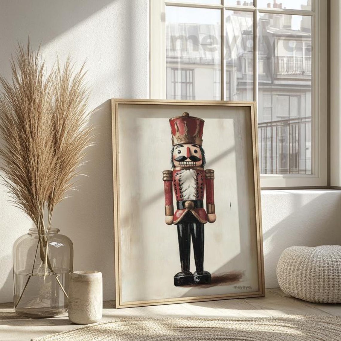 Vintage Nutcracker Soldier Rustic Red Gold Christmas Art Poster - Image 5