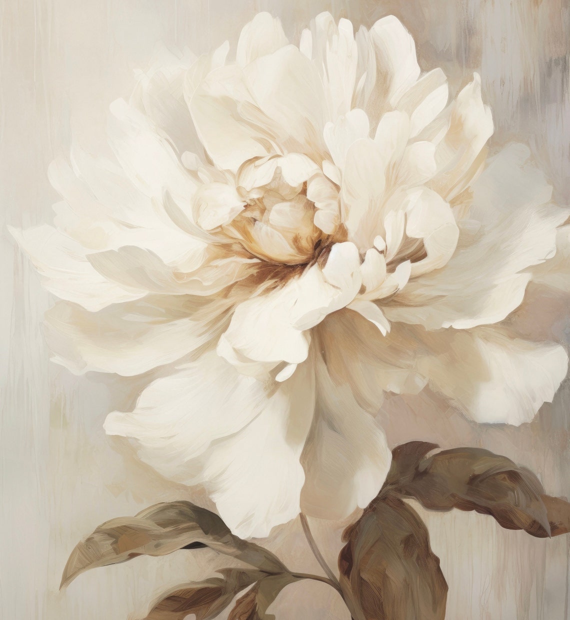 White Peony Flower Bloom On A Soft Neutral Background Poster - Image 6
