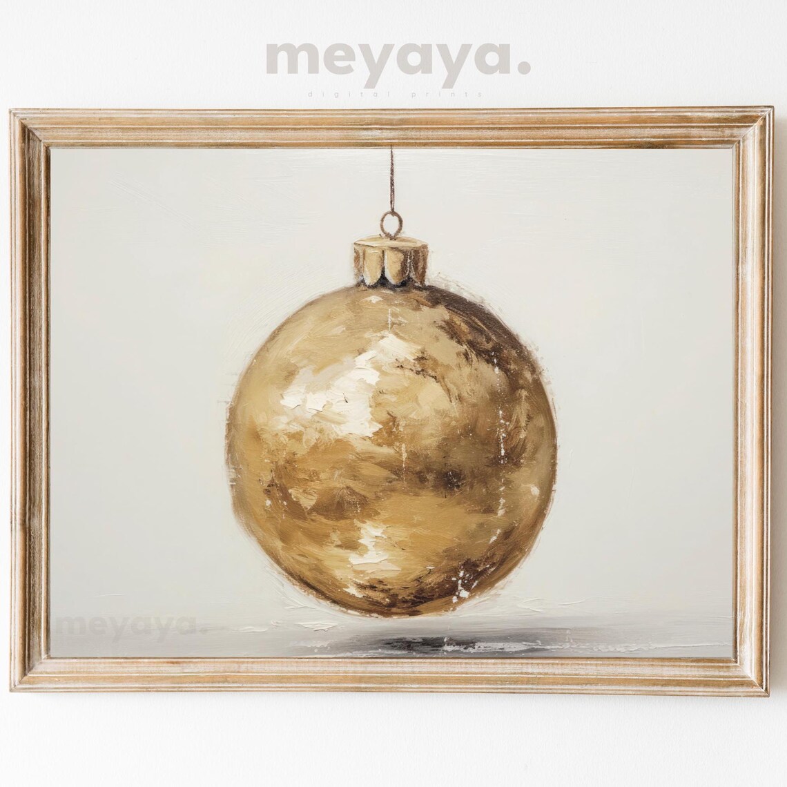 Golden Christmas Ornament Bauble Minimalist Neutral Holiday Art Poster