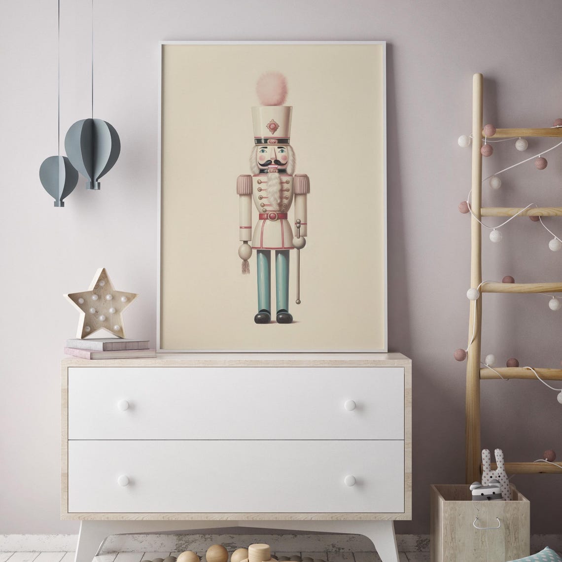 Cute Pastel Pink And White Nutcracker Soldier Christmas Holiday Poster - Image 5