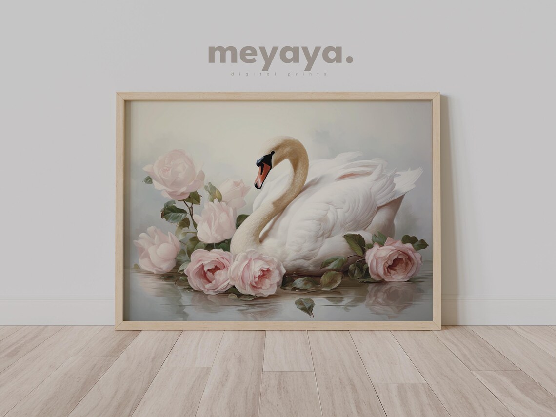 White Swan Romantic Valentine's Day Art Print - Image 2