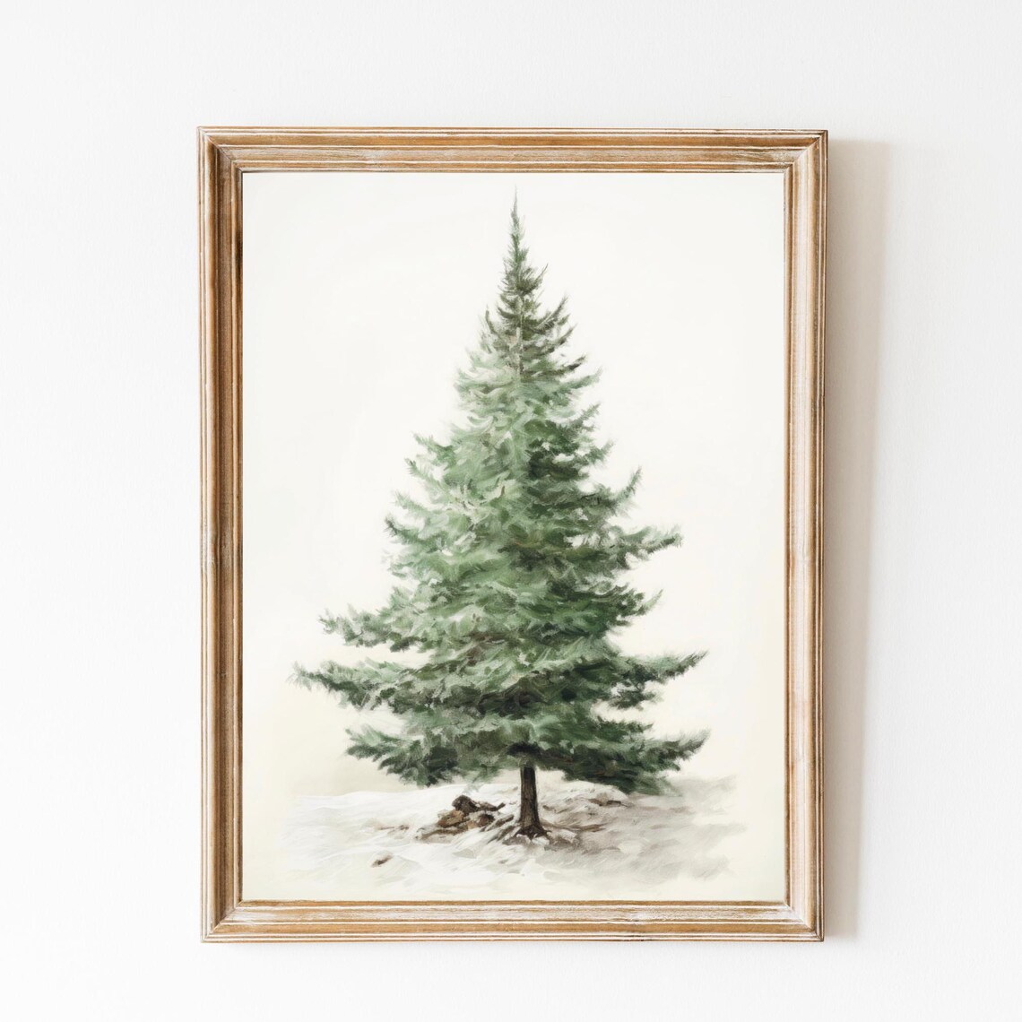 Lone Evergreen Pine Tree Simple Minimalist Winter Christmas Poster