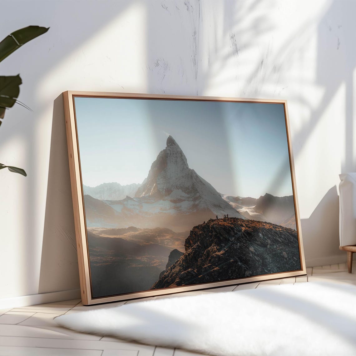 Hikers On Rocky Summit Ridge With Matterhorn Zermatt Alps Poster - Image 3