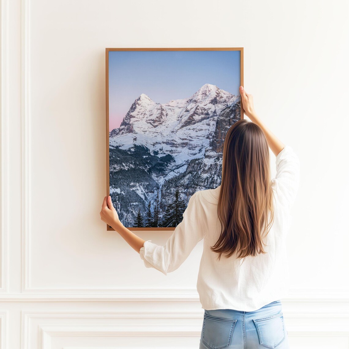Eiger And Mnch Mountain Wall Art Swiss Alps Winter Photography Scenic Snowy Landscape Print Alpine Nature Poster European Travel Decor - Image 2