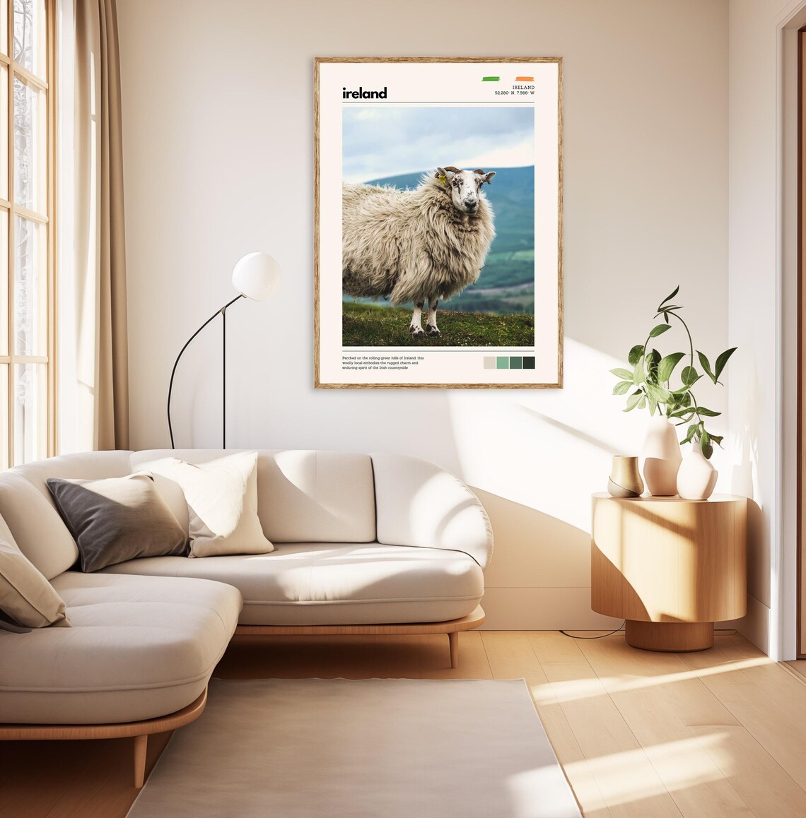 Ireland Green Hills Sheep Countryside Farm Photography Art Poster - Image 2