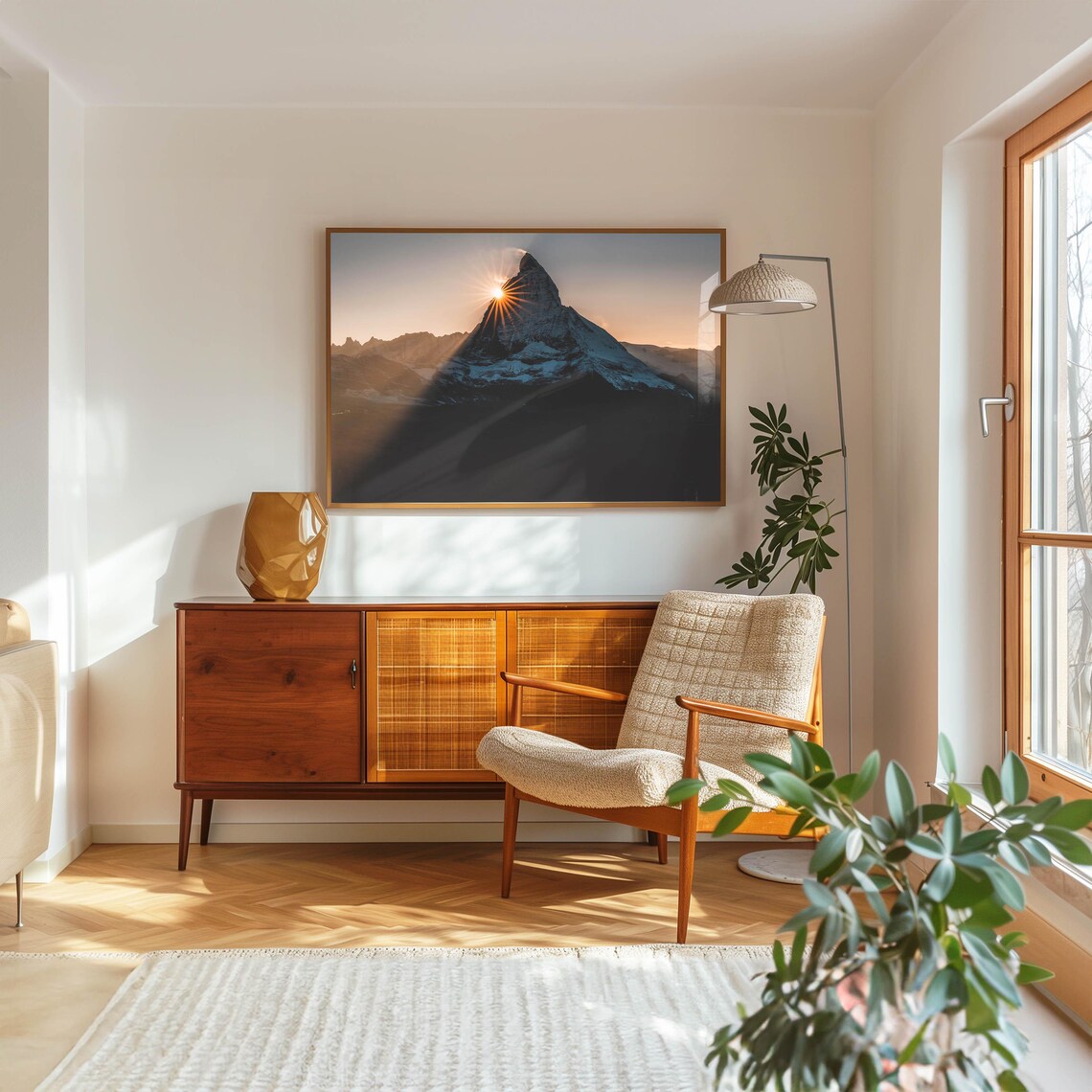 Matterhorn Mountain Silhouette Dramatic Sunburst Dusk Peak Poster - Image 5
