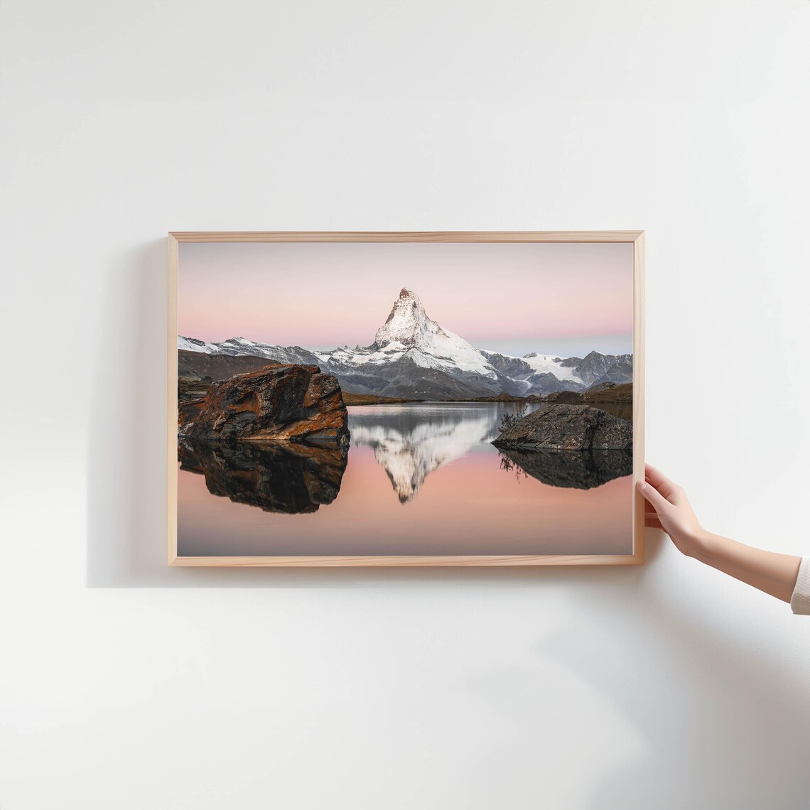 Matterhorn Pink Dawn Light Lake Reflection Boulders Photo Poster - Image 2