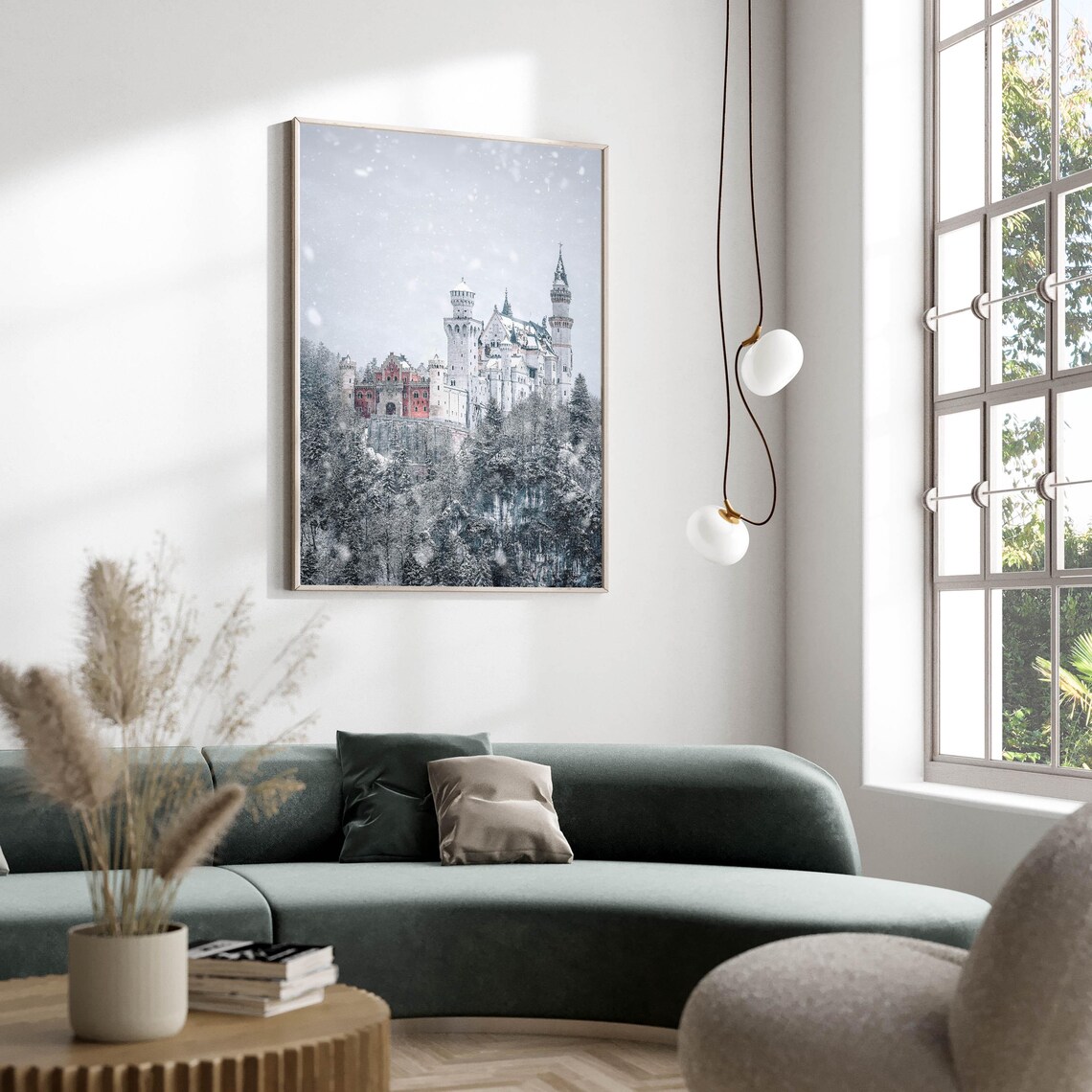 Neuschwanstein Castle in Snow Winter Fairytale Photography Poster - Image 2