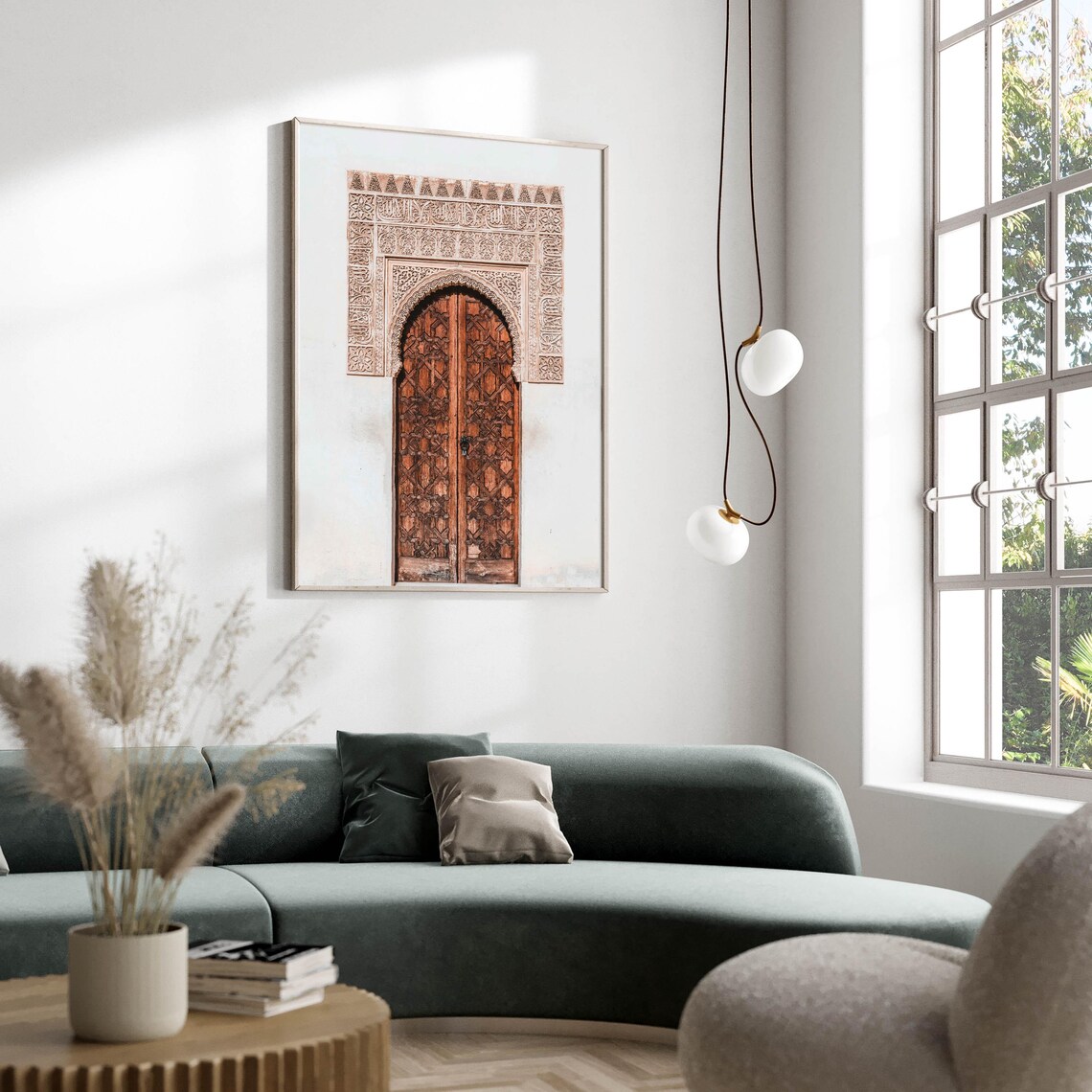 Moorish Palace Carved Wooden Door Archway White Wall Photo Poster - Image 2