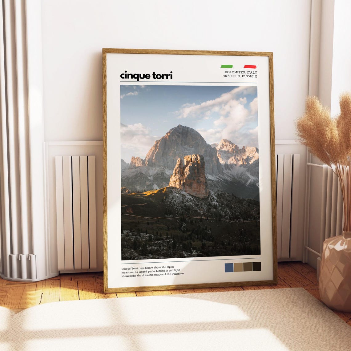Sunlit Cinque Torri Dolomites Italy Alpine Peaks Mountain Poster - Image 4