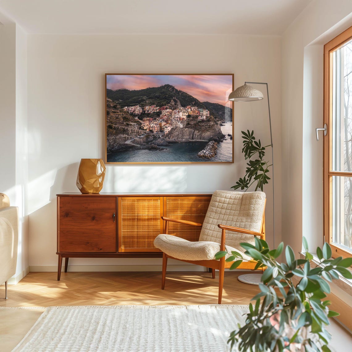 Manarola Cinque Terre Sunset Pink Sky Harbor Village Italy Poster - Image 5