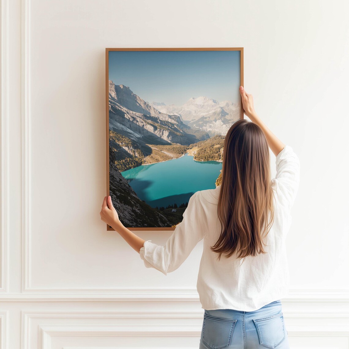Turquoise Alpine Lake Nestled in a Rugged Mountain Valley Poster - Image 3