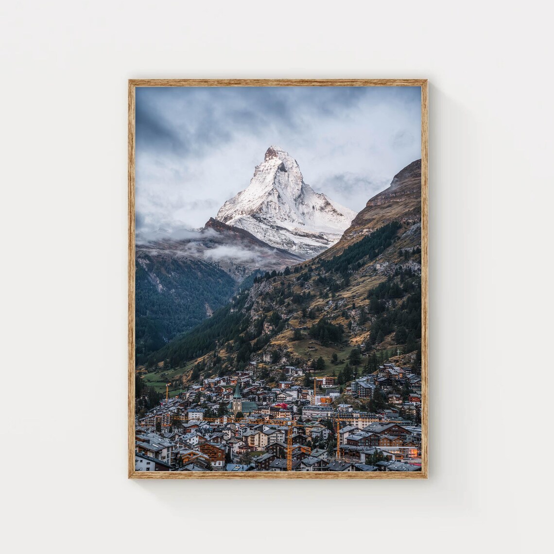 Matterhorn Towering Over Zermatt Village Moody Alpine Valley Poster