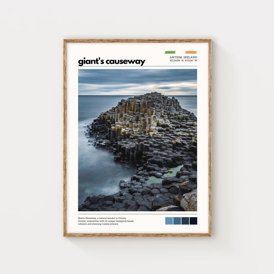 Giants Causeway Ireland Hexagonal Basalt Columns Coast Poster