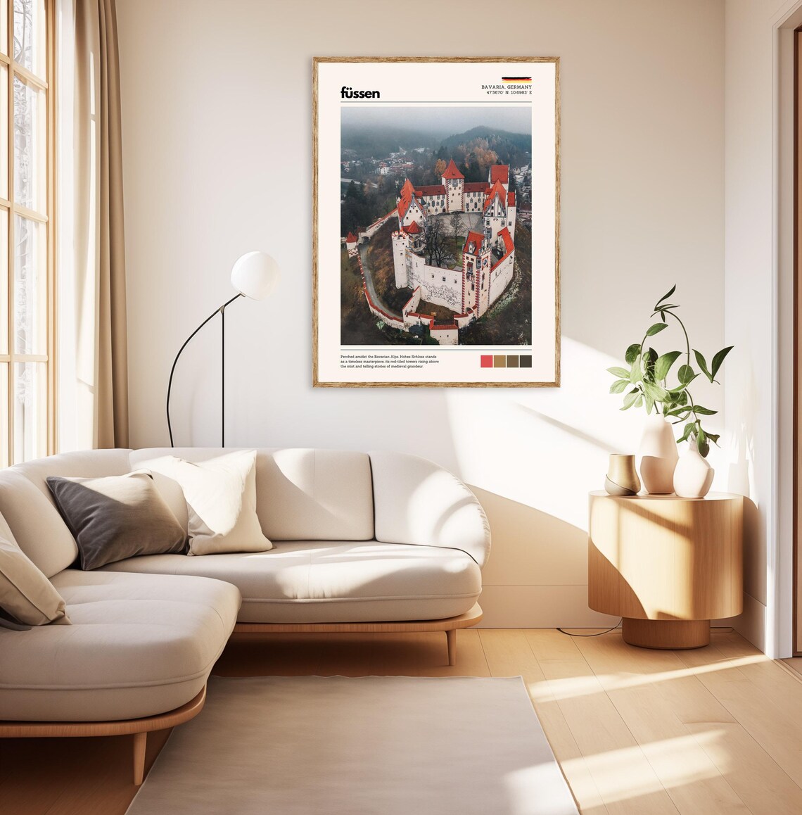 Füssen Hohes Schloss Bavaria Germany Aerial Castle View Poster - Image 3