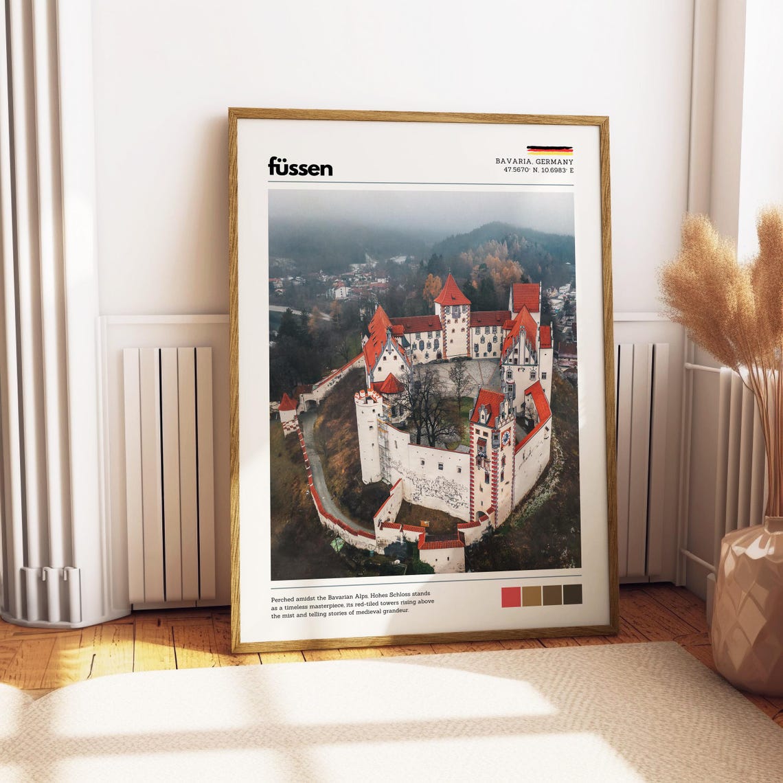 Füssen Hohes Schloss Bavaria Germany Aerial Castle View Poster - Image 4