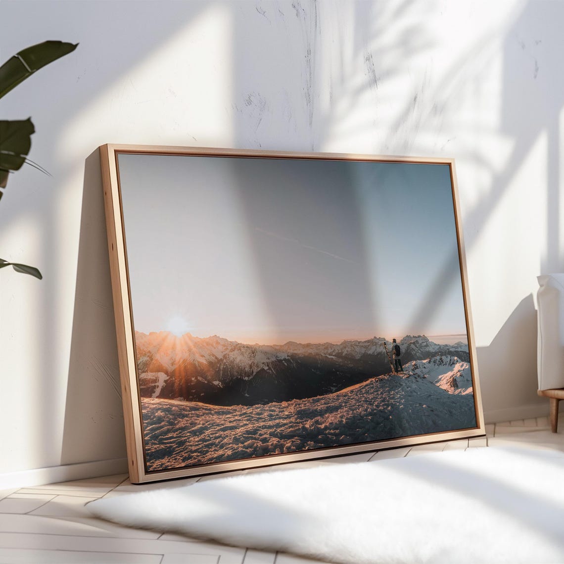 Verbier Sunset Skier Snowy Ridge Panoramic Alpine Peaks Winter Poster - Image 3