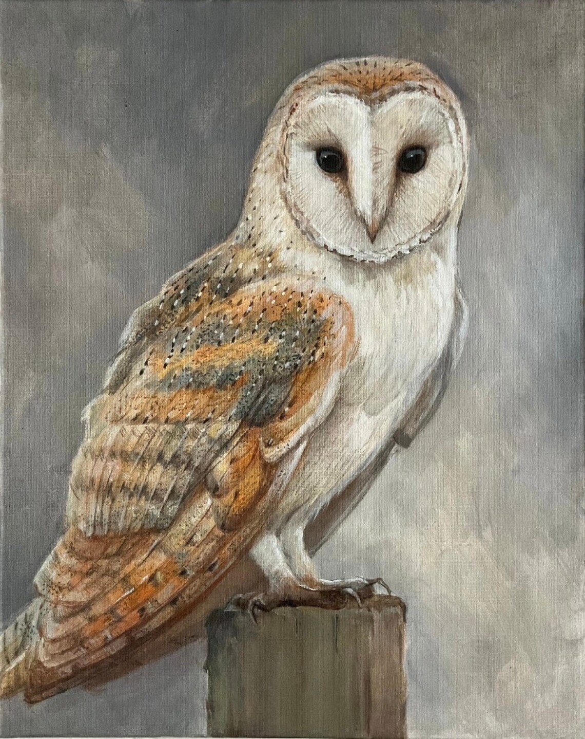 Barn Owl Portrait Art Print, Wildlife Painting - Image 3