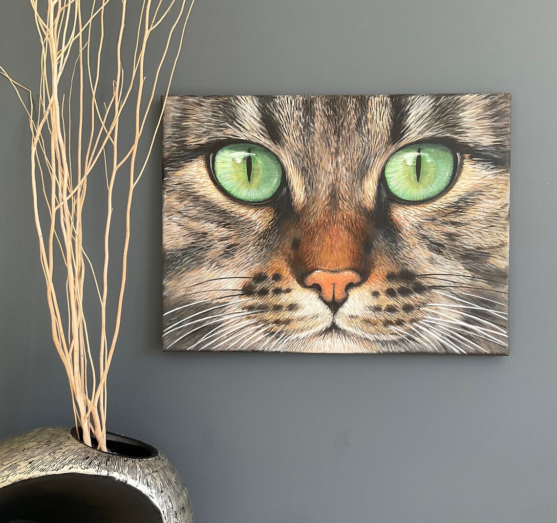 Cat Painting, Acrylic Painting Wall Art Print