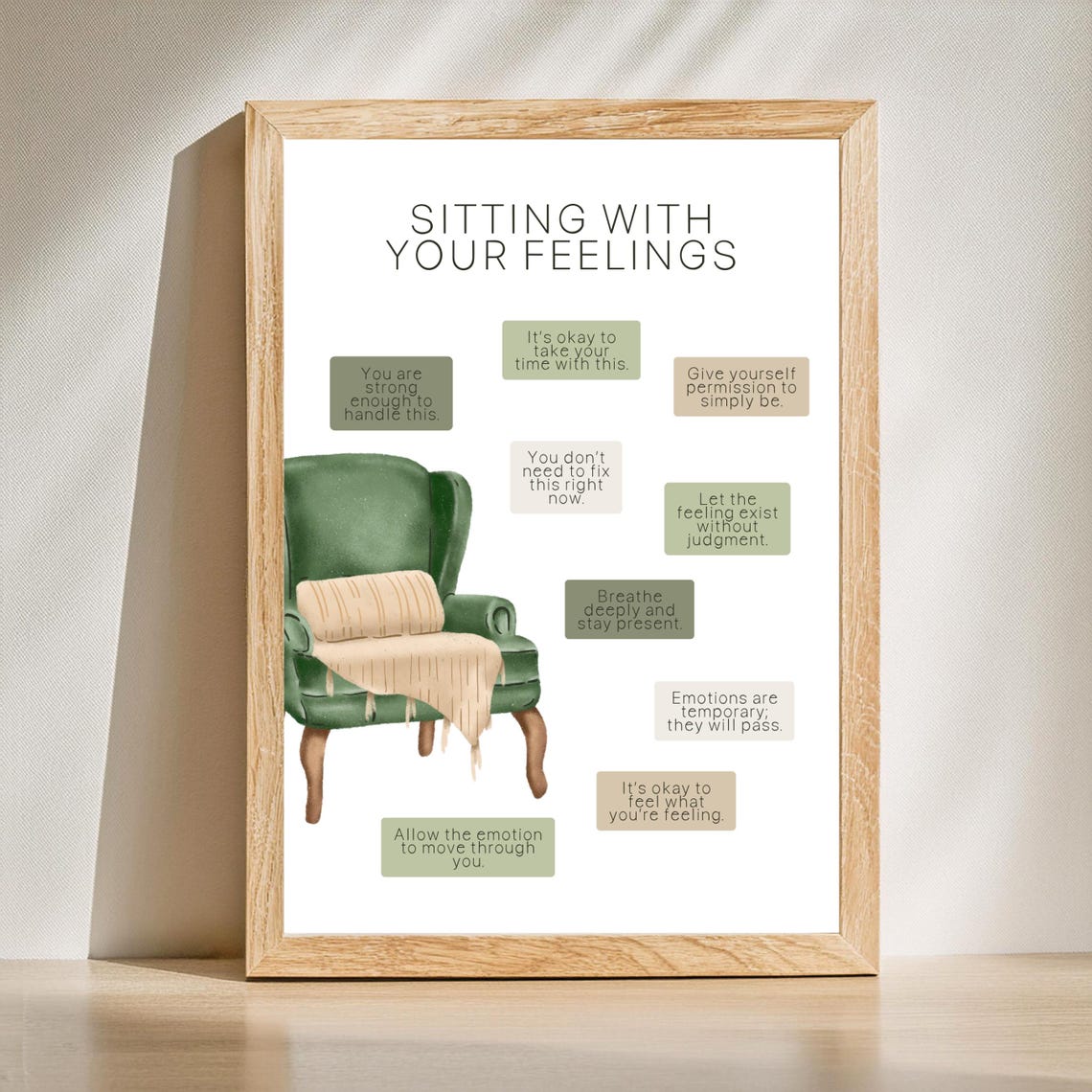 Sitting With Your Feelings Therapy Affirmations Chair Poster