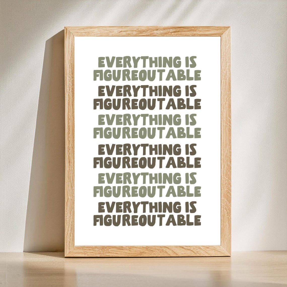 Everything Is Figureoutable Repeating Quote Positive Mindset Poster