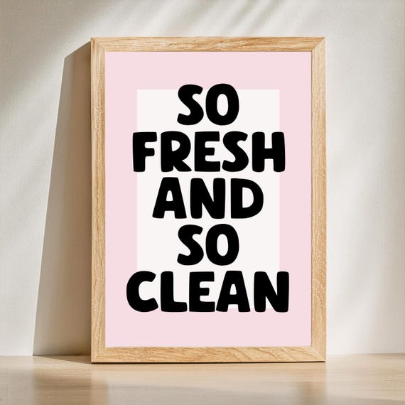 Pink Bathroom Wall Print Art Decor Dorm Girly Funny