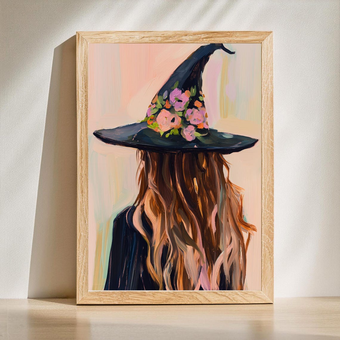 Preppy Halloween Wall Art Pink Print Autumn Pastel Decor