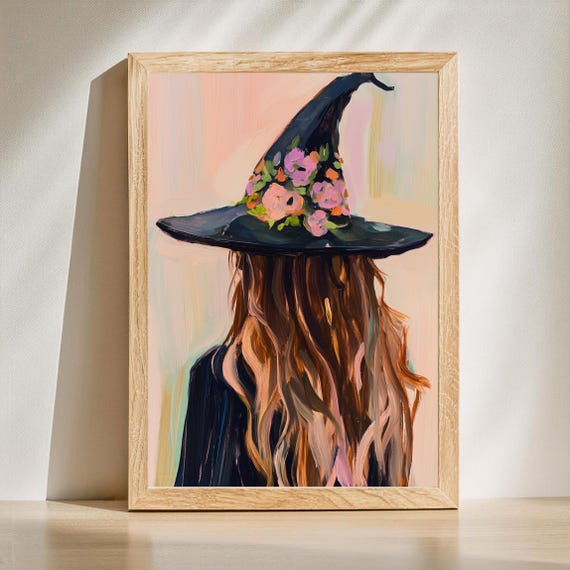 Preppy Halloween Wall Art Pink Print Autumn Pastel Decor