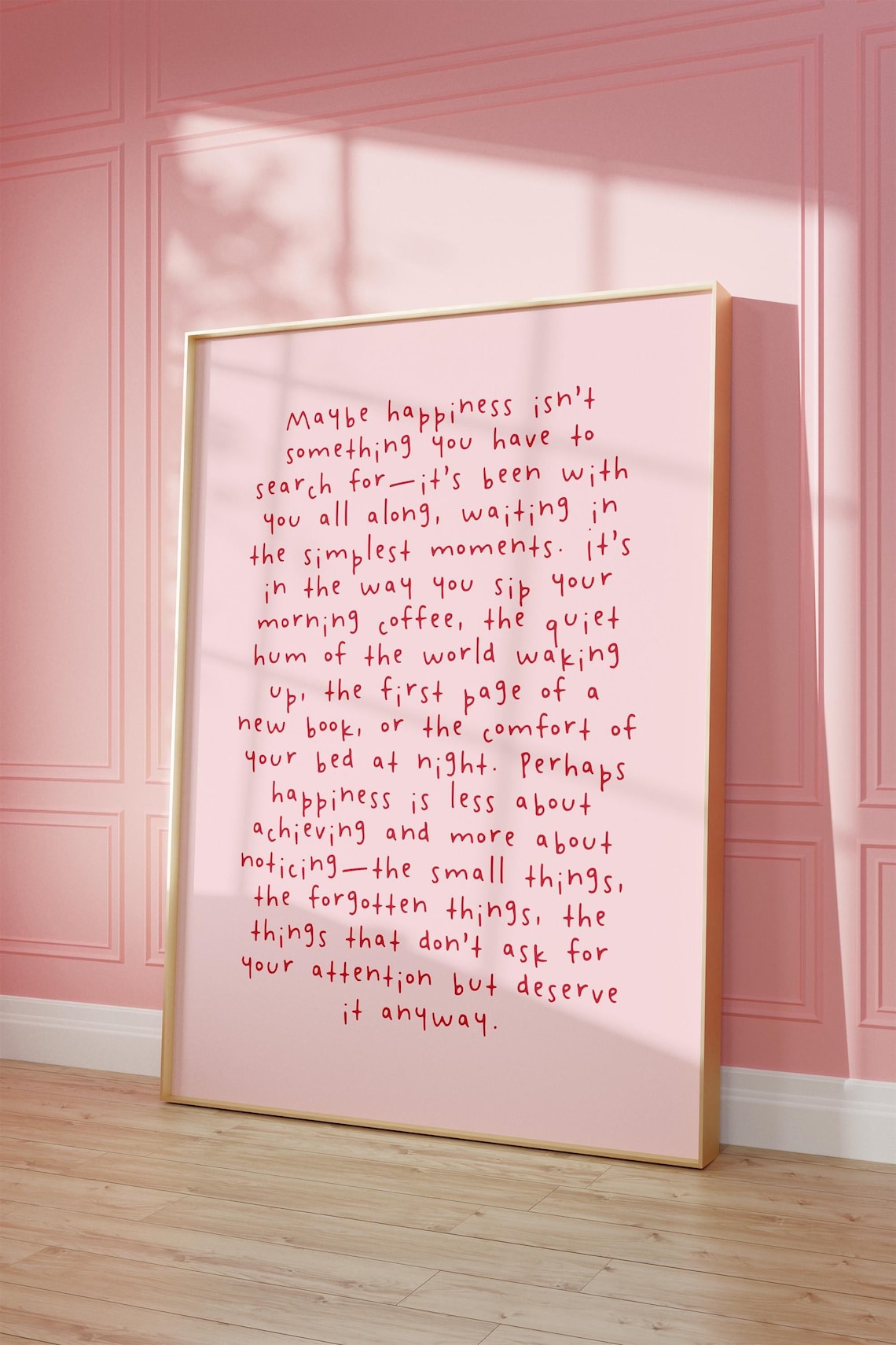 Happiness Quote Art Print, Bedroom Decor