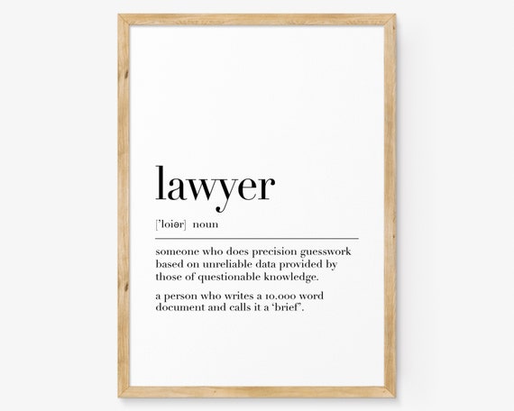 Lawyer Definition Poster, Office Wall Art Print