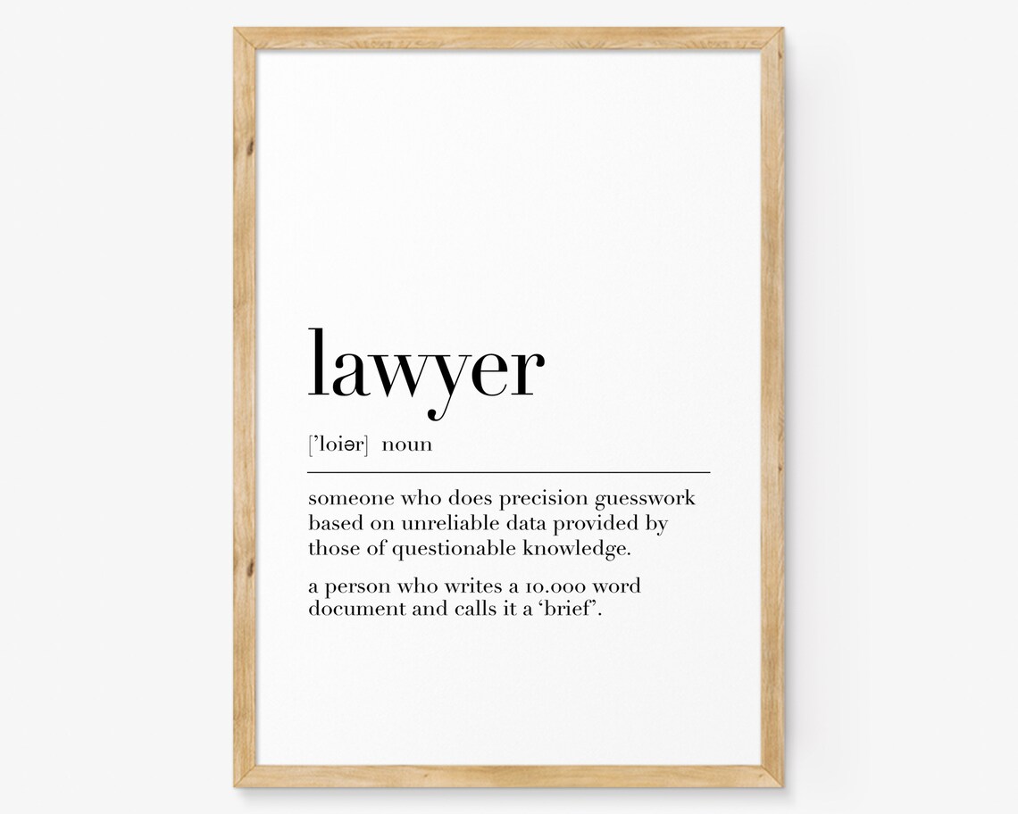 Lawyer Definition Poster, Office Wall Art Print