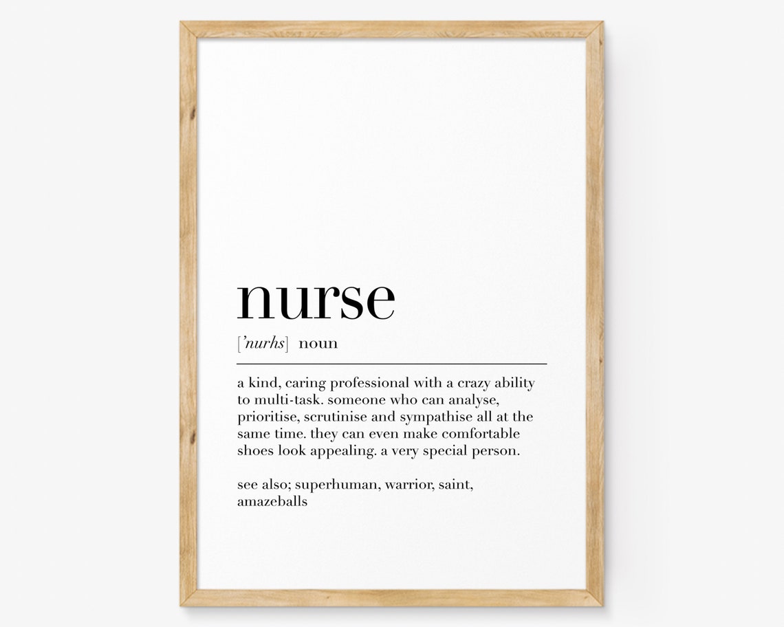 Nurse Definition Poster Funny Superhuman Quote Gift Dictionary